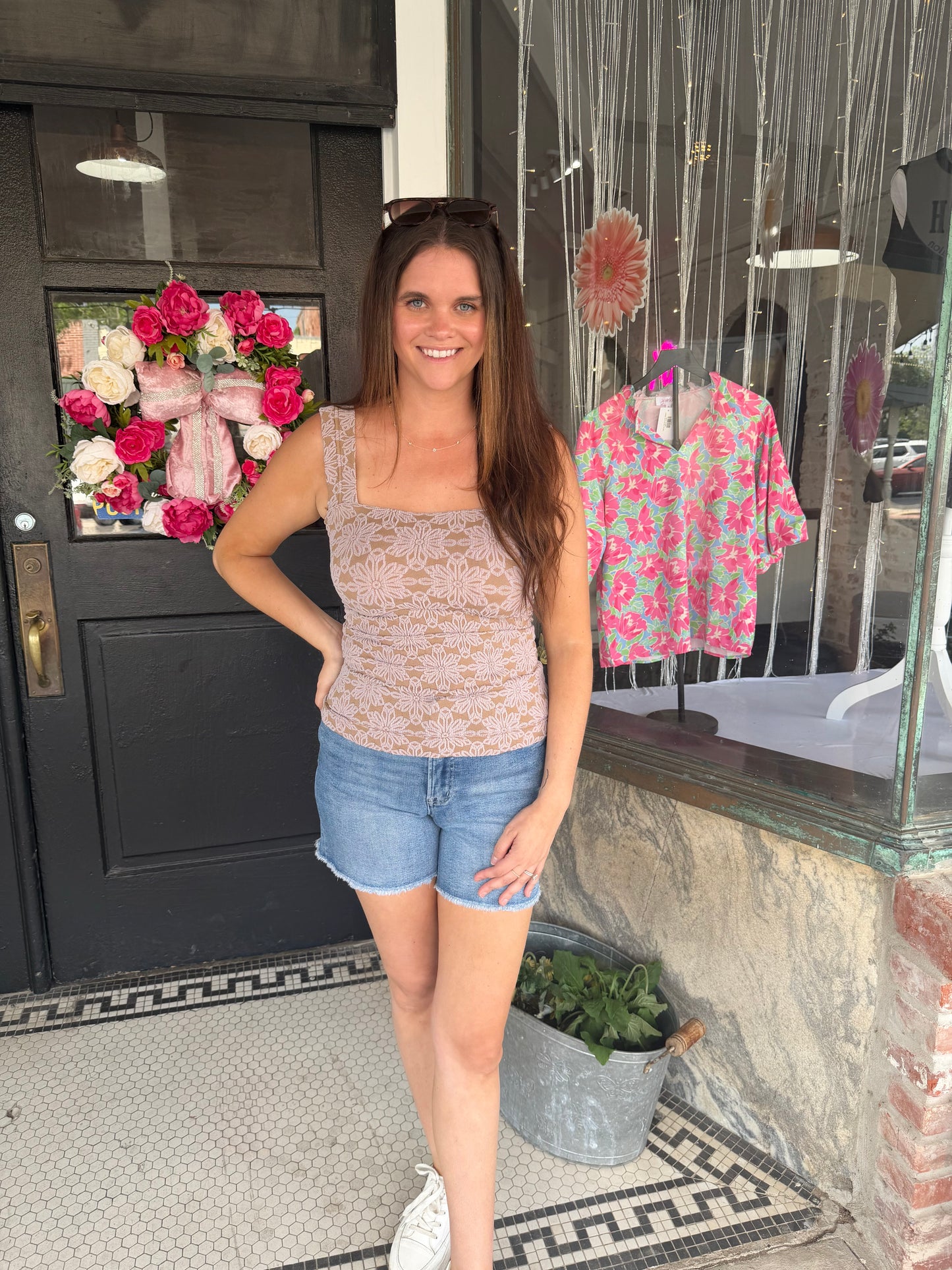 Floral Embroidered Tank
