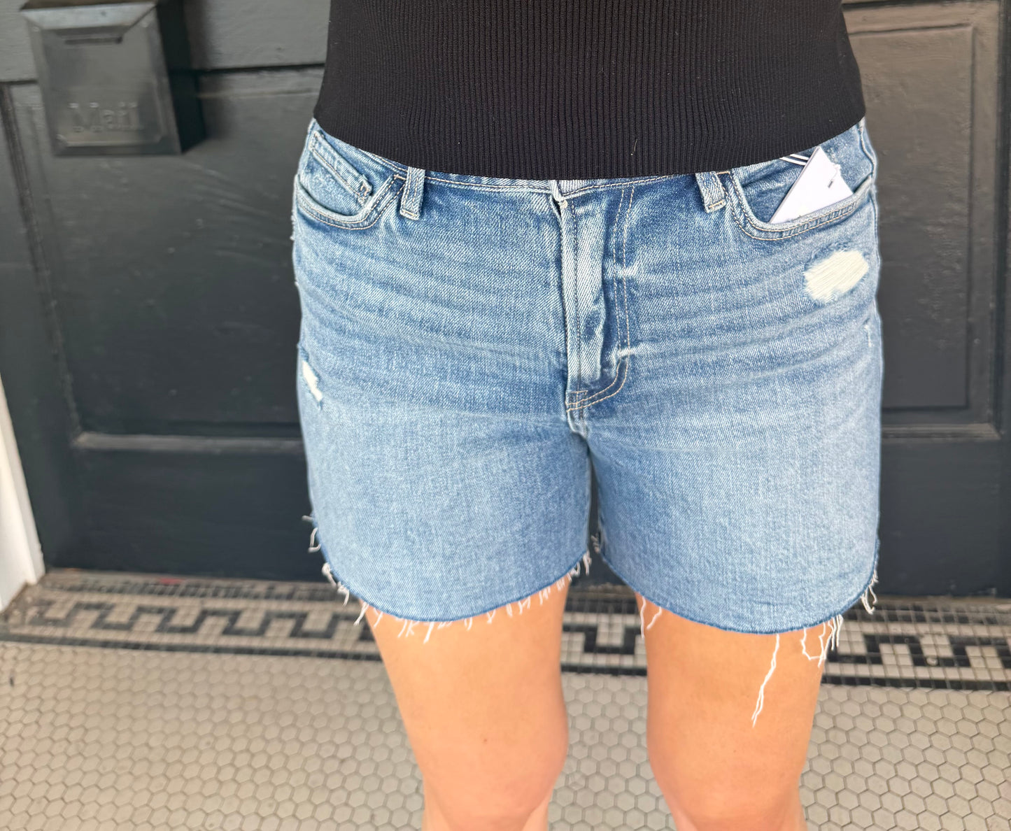 Super High Rise Distressed Shorts