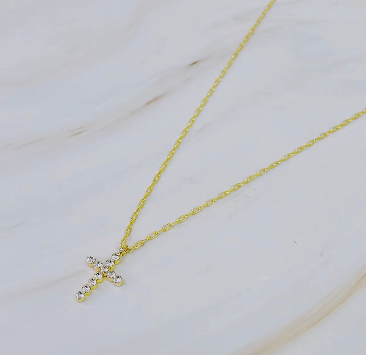 Faceted Crystal Cross Necklace