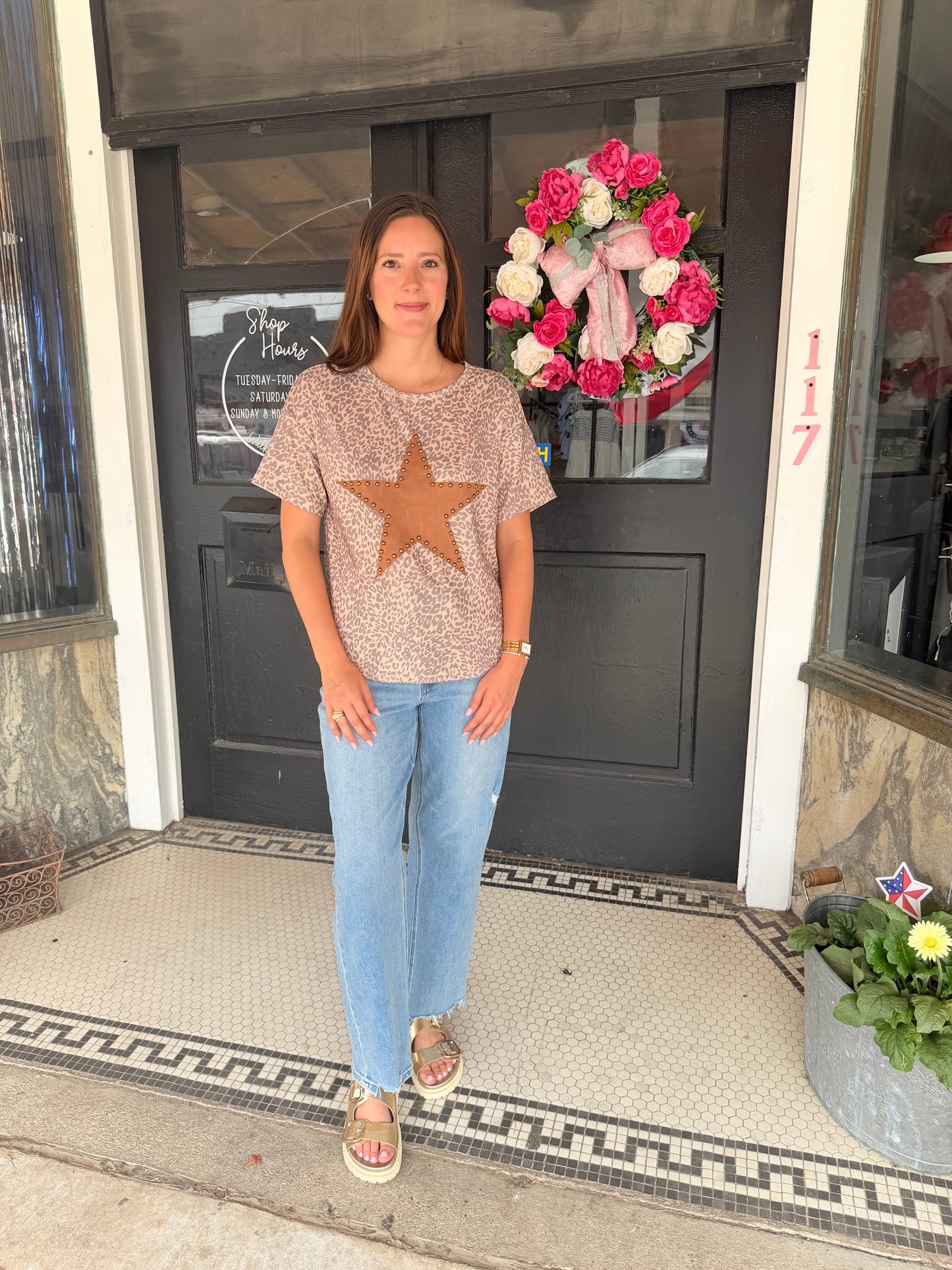 Leopard Retro Star Studded Tee