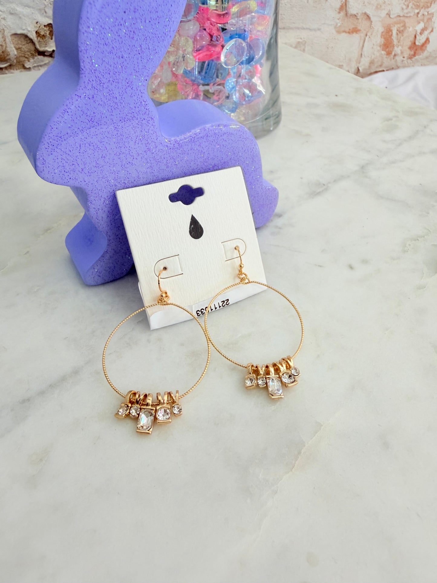 Clear Gold Drop Earrings