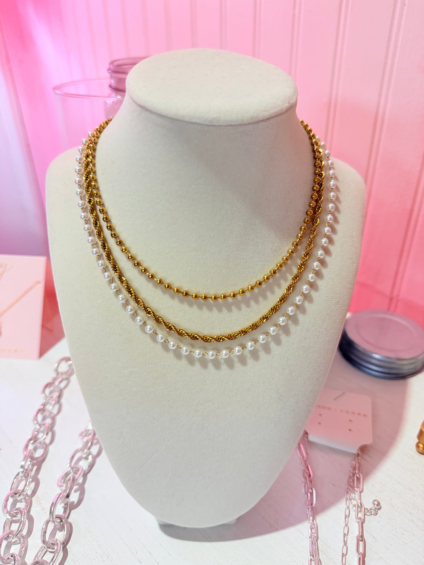 Layered Pearl & Gold Necklace