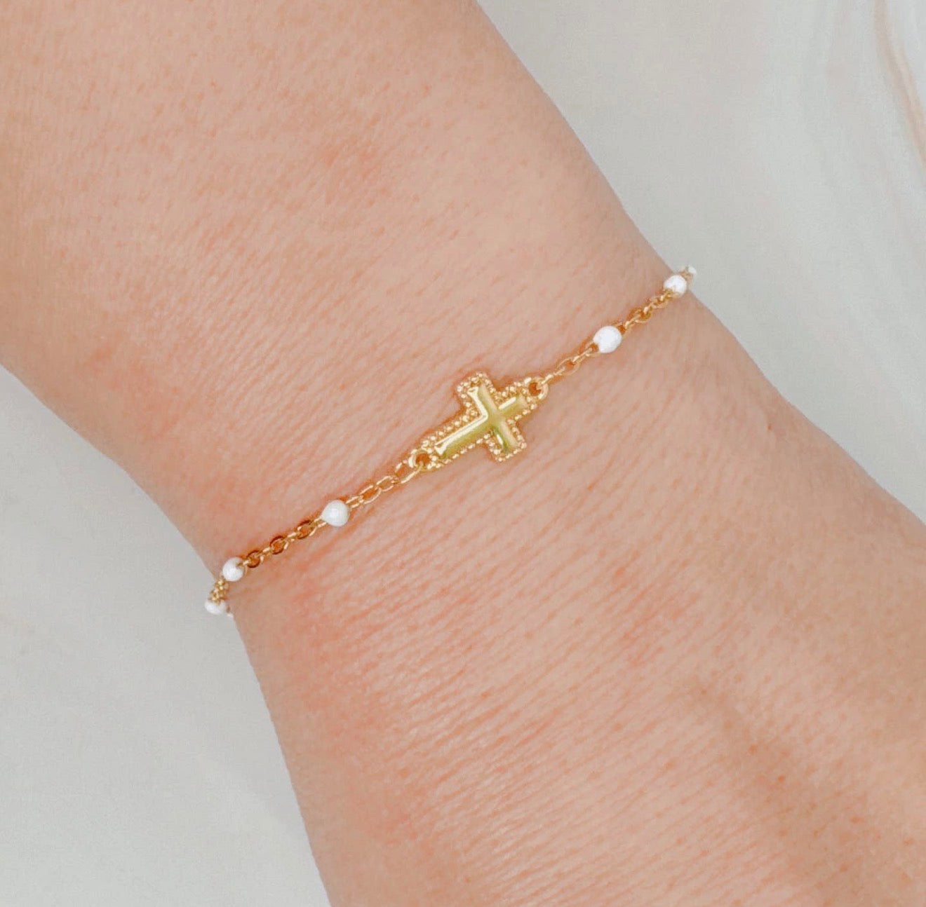 Dainty Color Dots Cross Bracelet