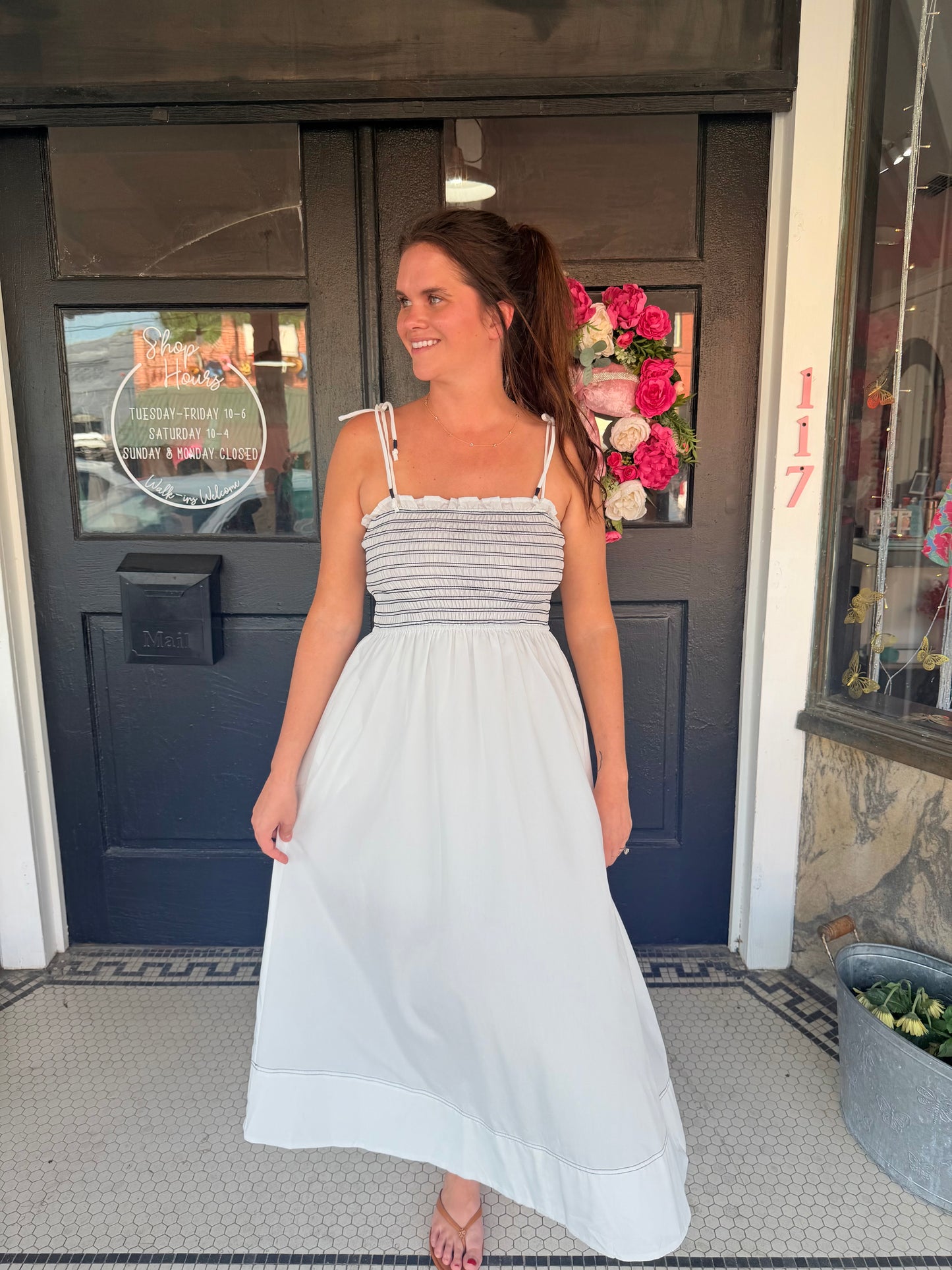 Off White Embroidered Dress