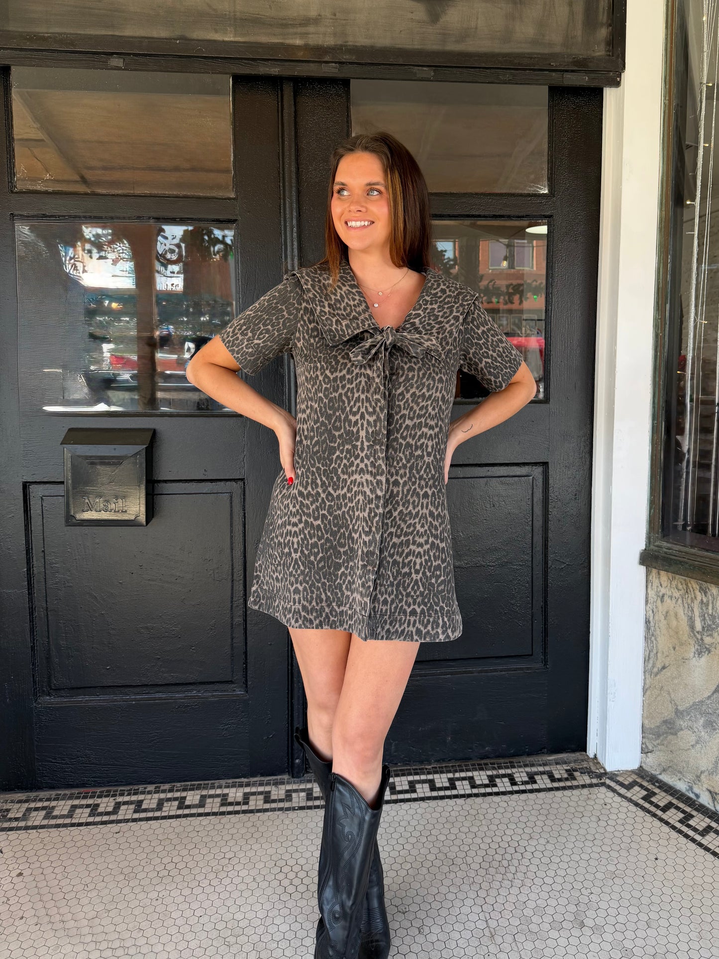 Leopard Denim Dress