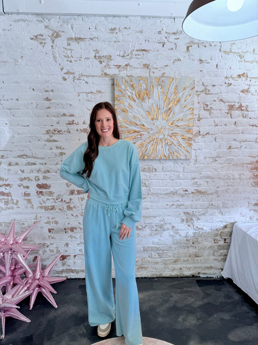 Pullover Drawstring Wide Leg Pant Set
