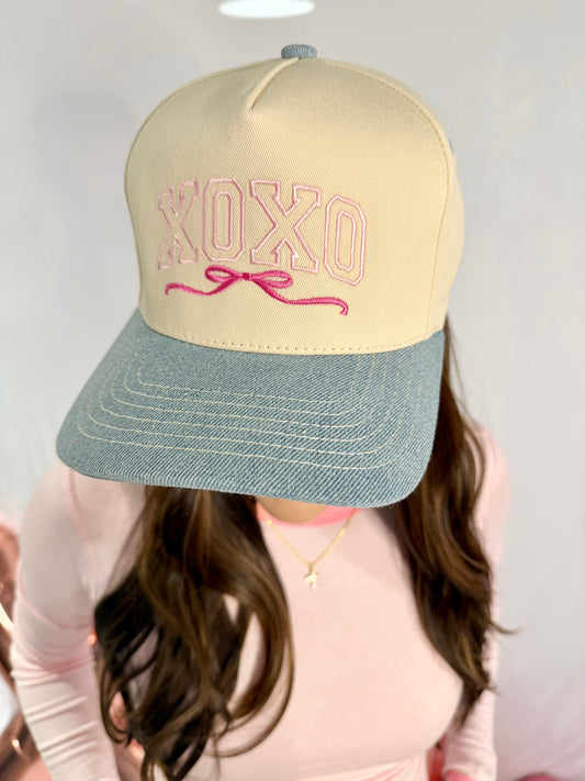 XOXO with Bow Embroidery Trucker Hat