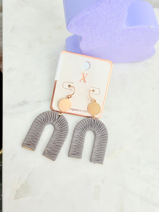 Grey & Gold Horseshoe Earrings