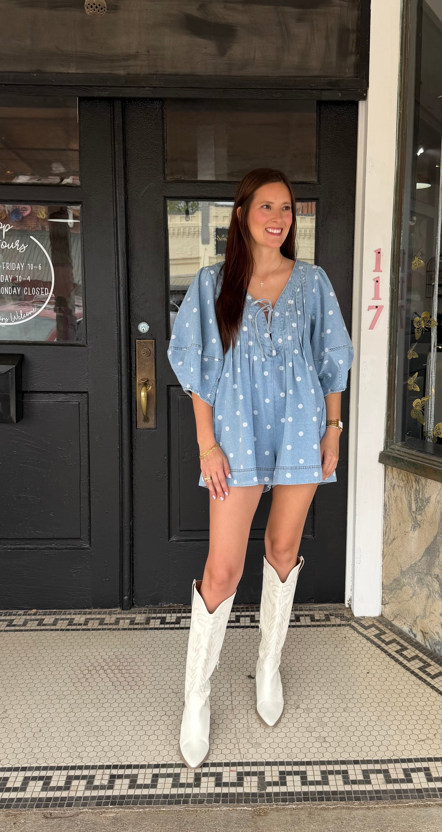 Pleated Dot Mini Romper