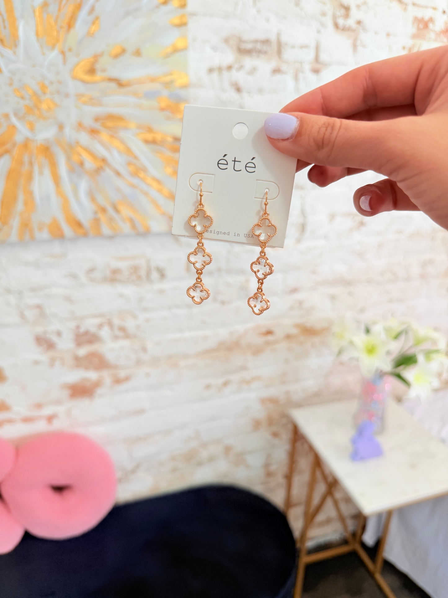 Crystal 3 Drop Earring