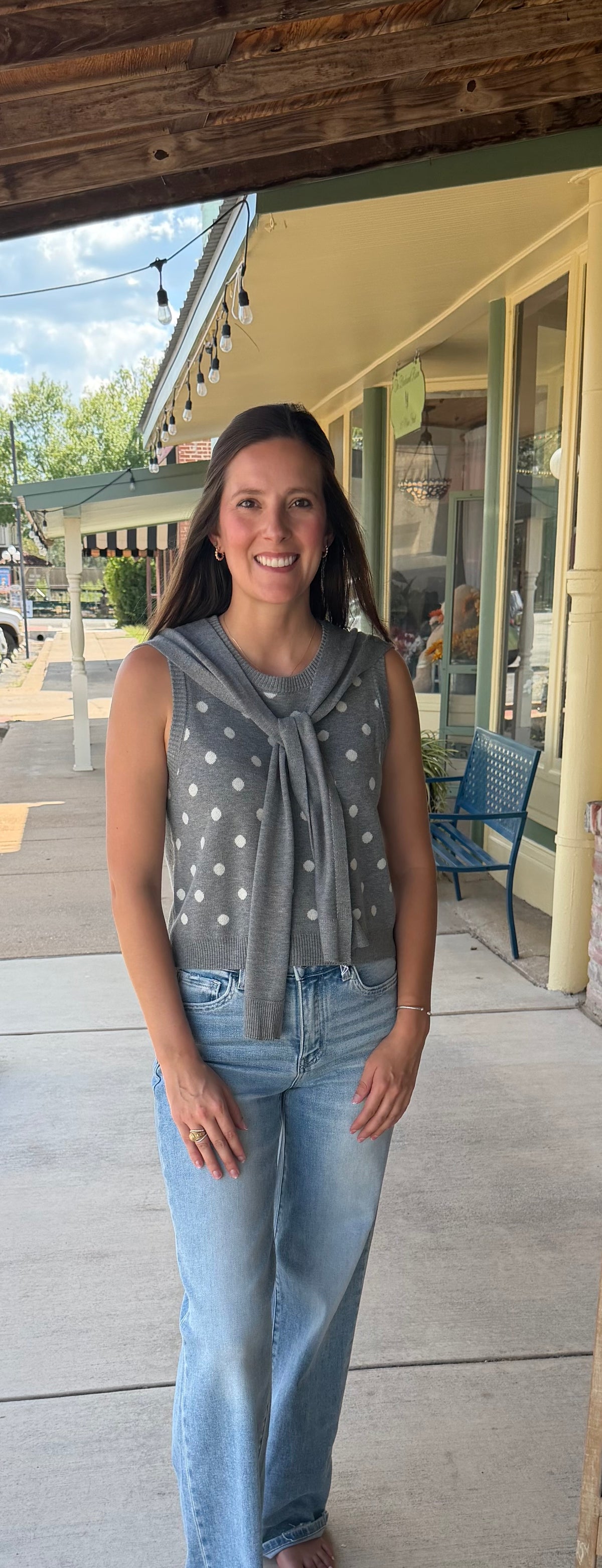 Polka Dot Layered Knit Tank