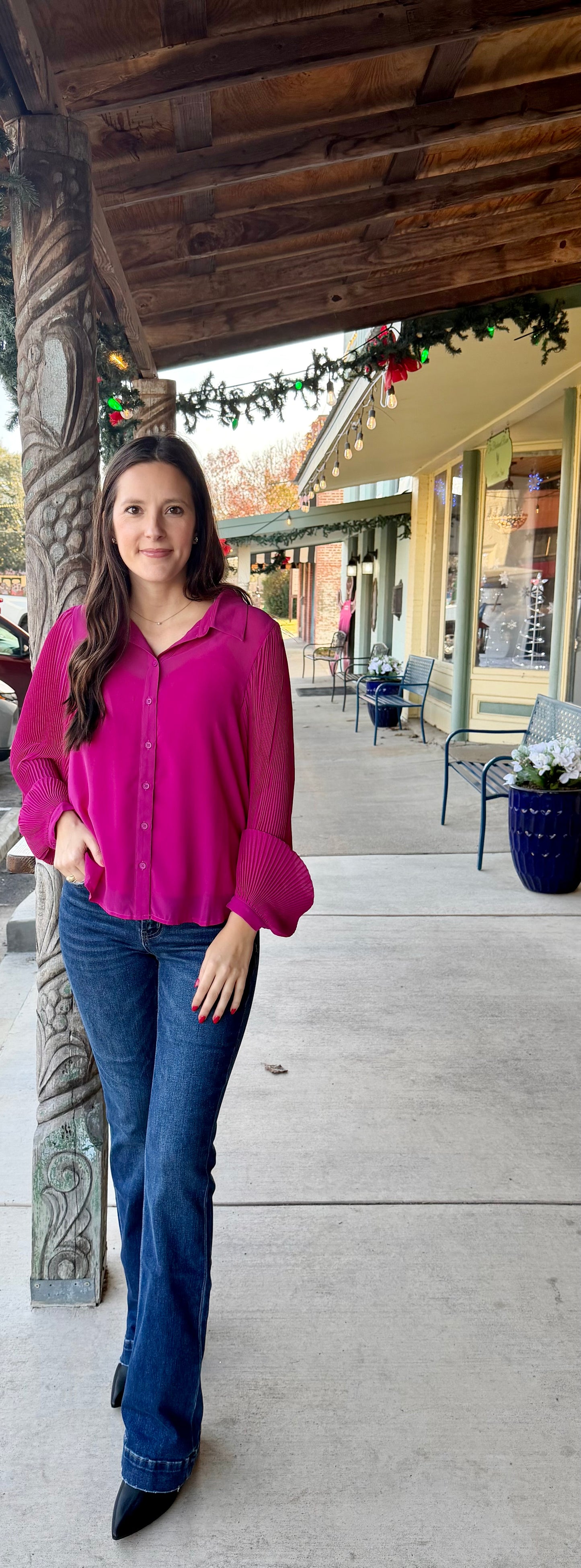 Woven Long Sleeve Blouse