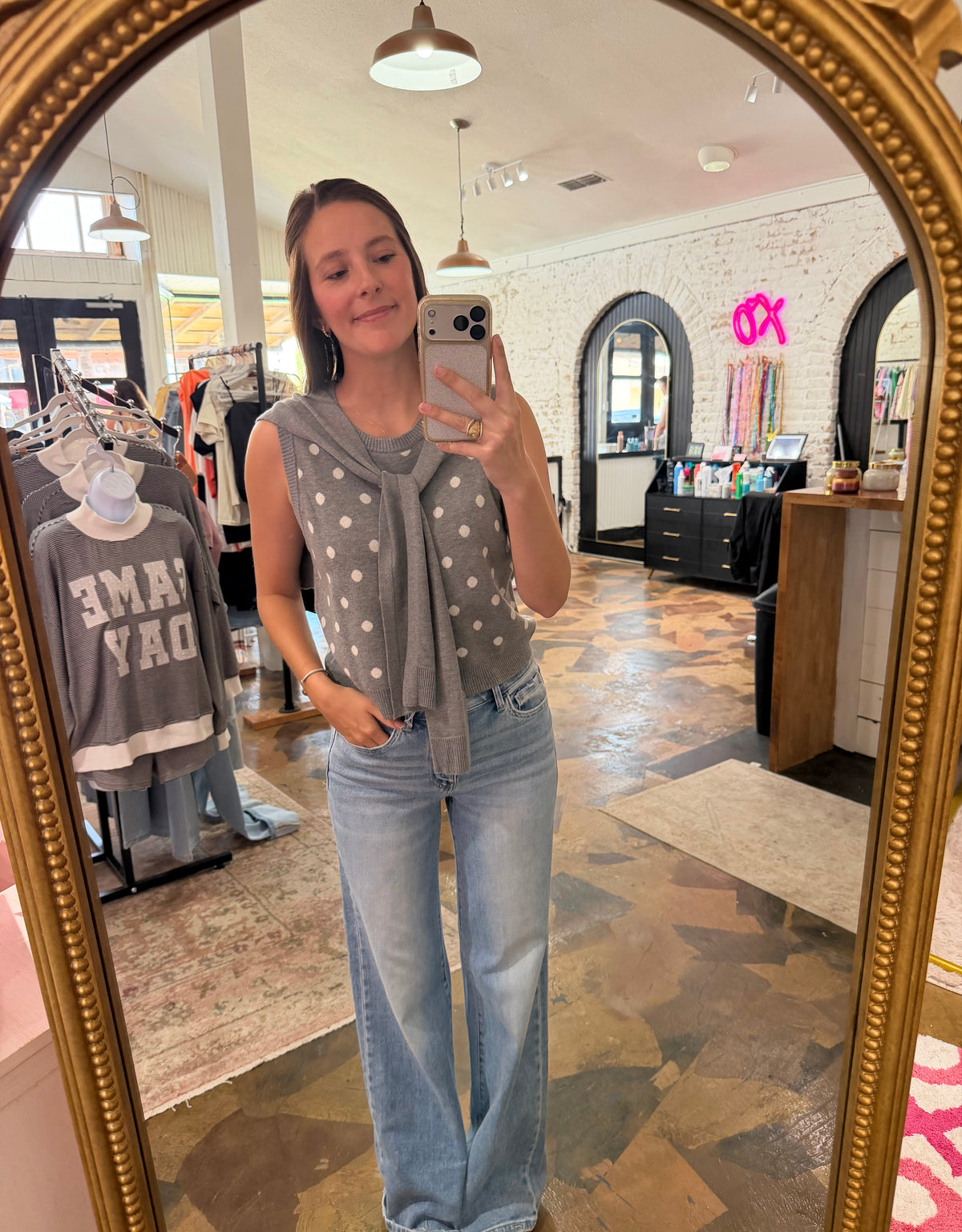 Polka Dot Layered Knit Tank