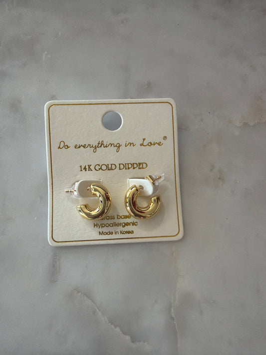 Gold Dipped Post Hoop Earrings