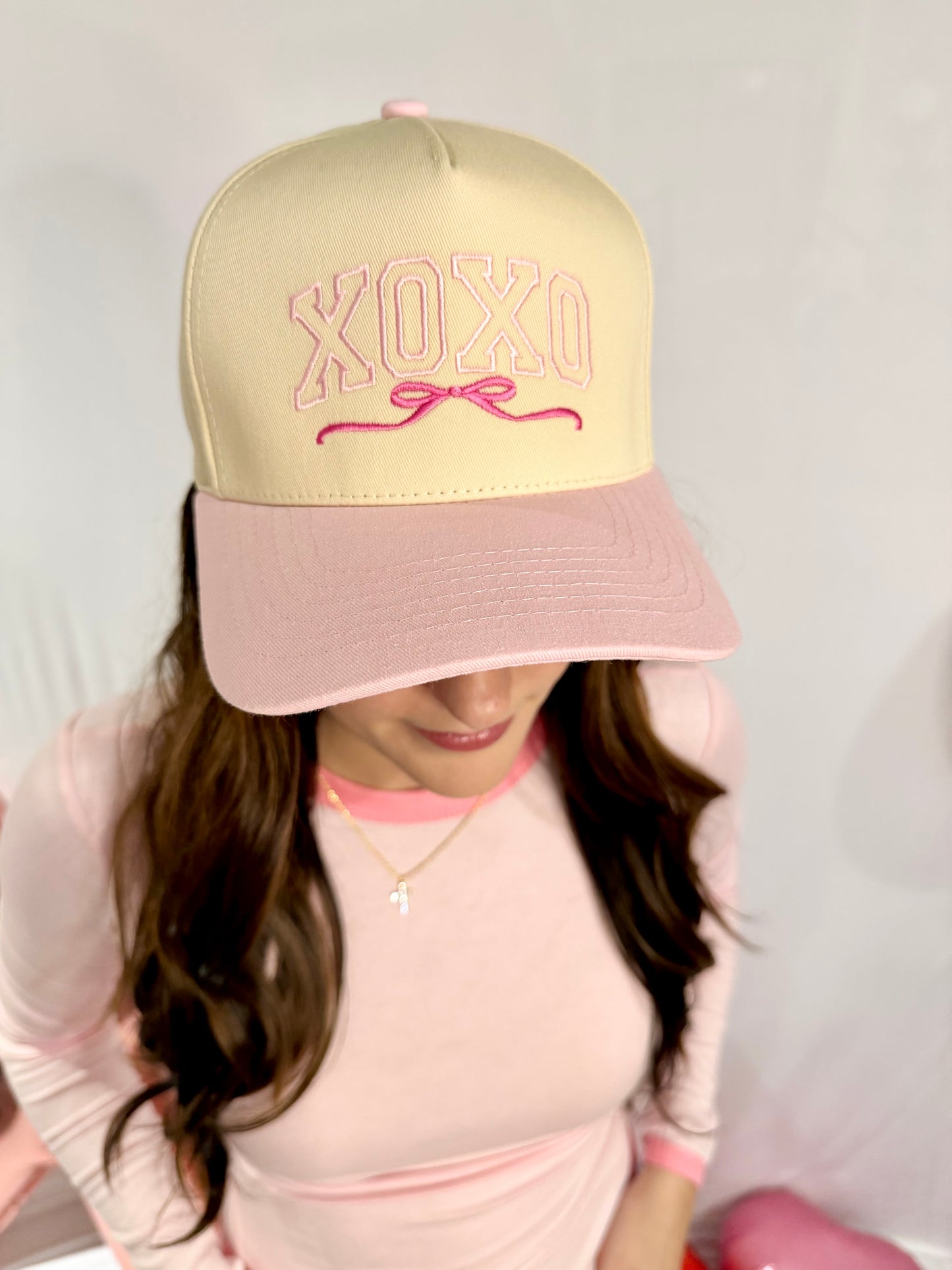 XOXO with Bow Embroidery Trucker Hat