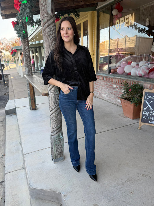 Button Up Velvet Top