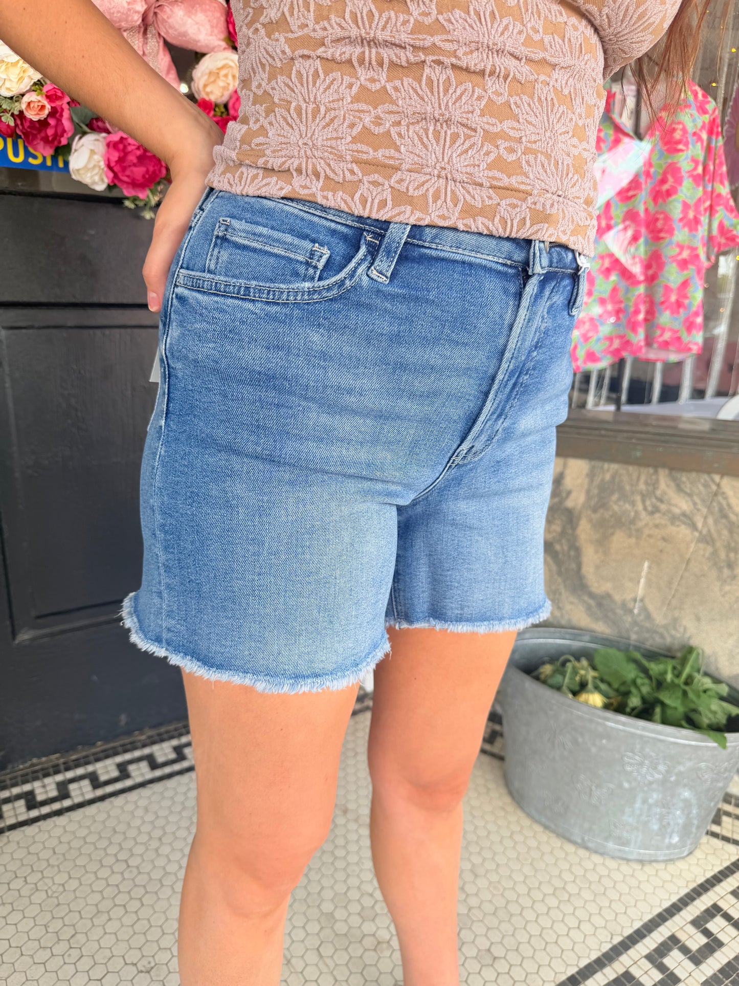Super High Rise A Line Denim Shorts