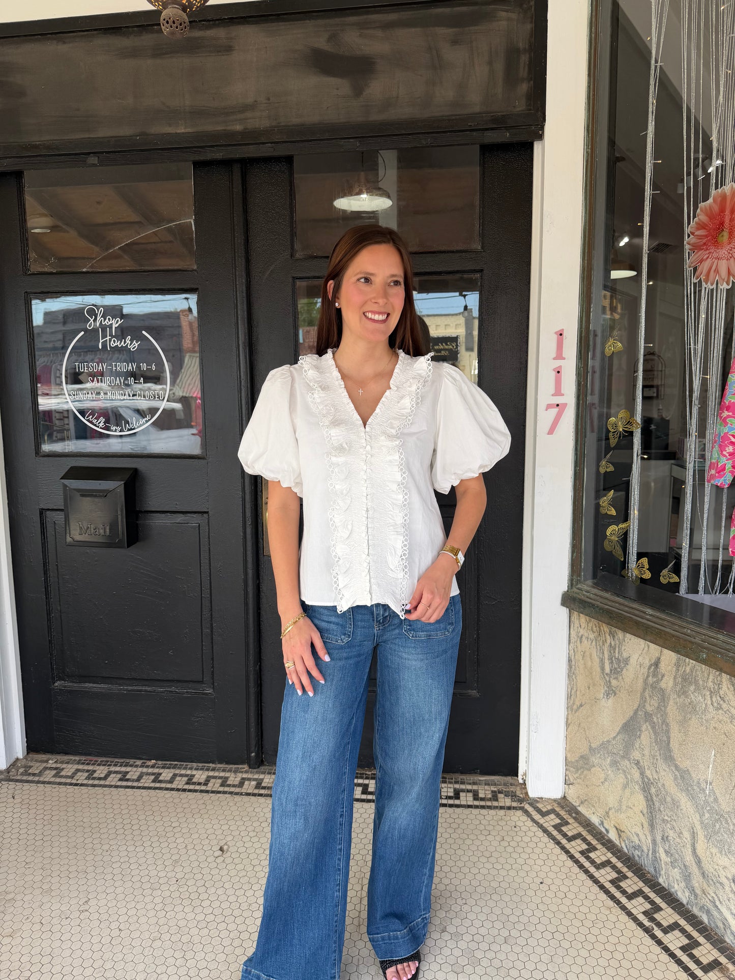 High Rise Patch Pocket Wide Jeans