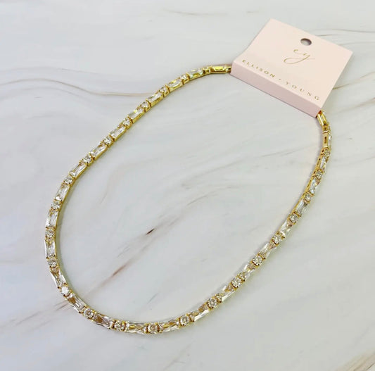 Mixed Shape Sparkle Tennis Necklace