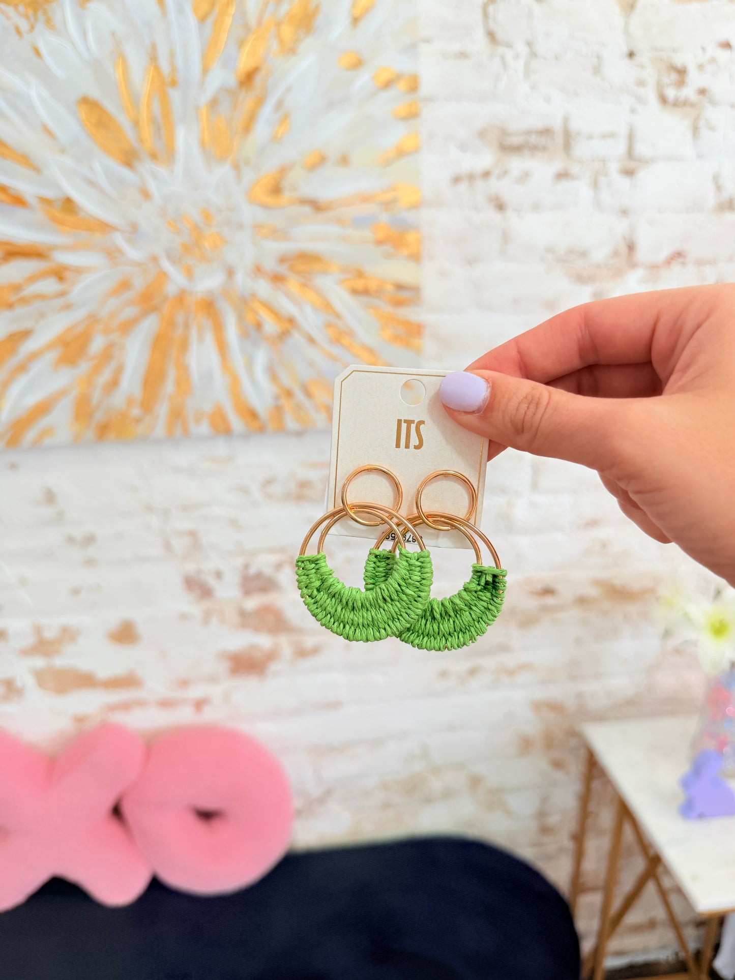 Green Gold Ring Earrings