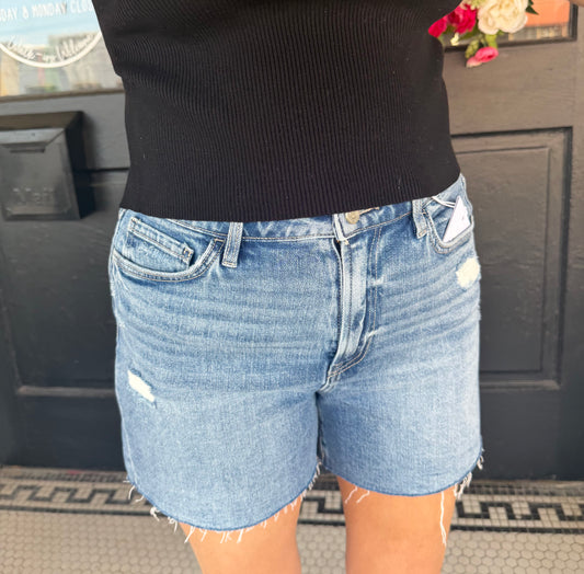 Super High Rise Distressed Shorts