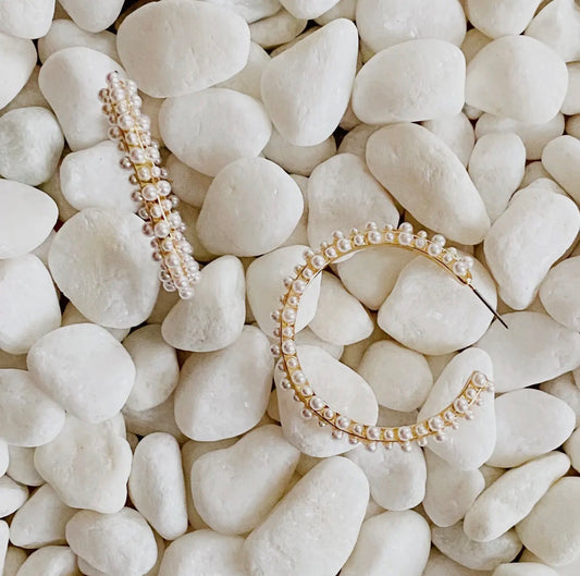 Delicate Pearl Hoop Earrings