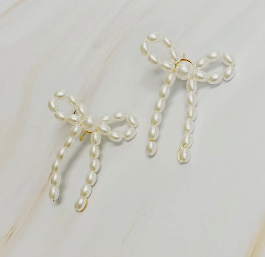 Pearl Bow Ballerina Earrings