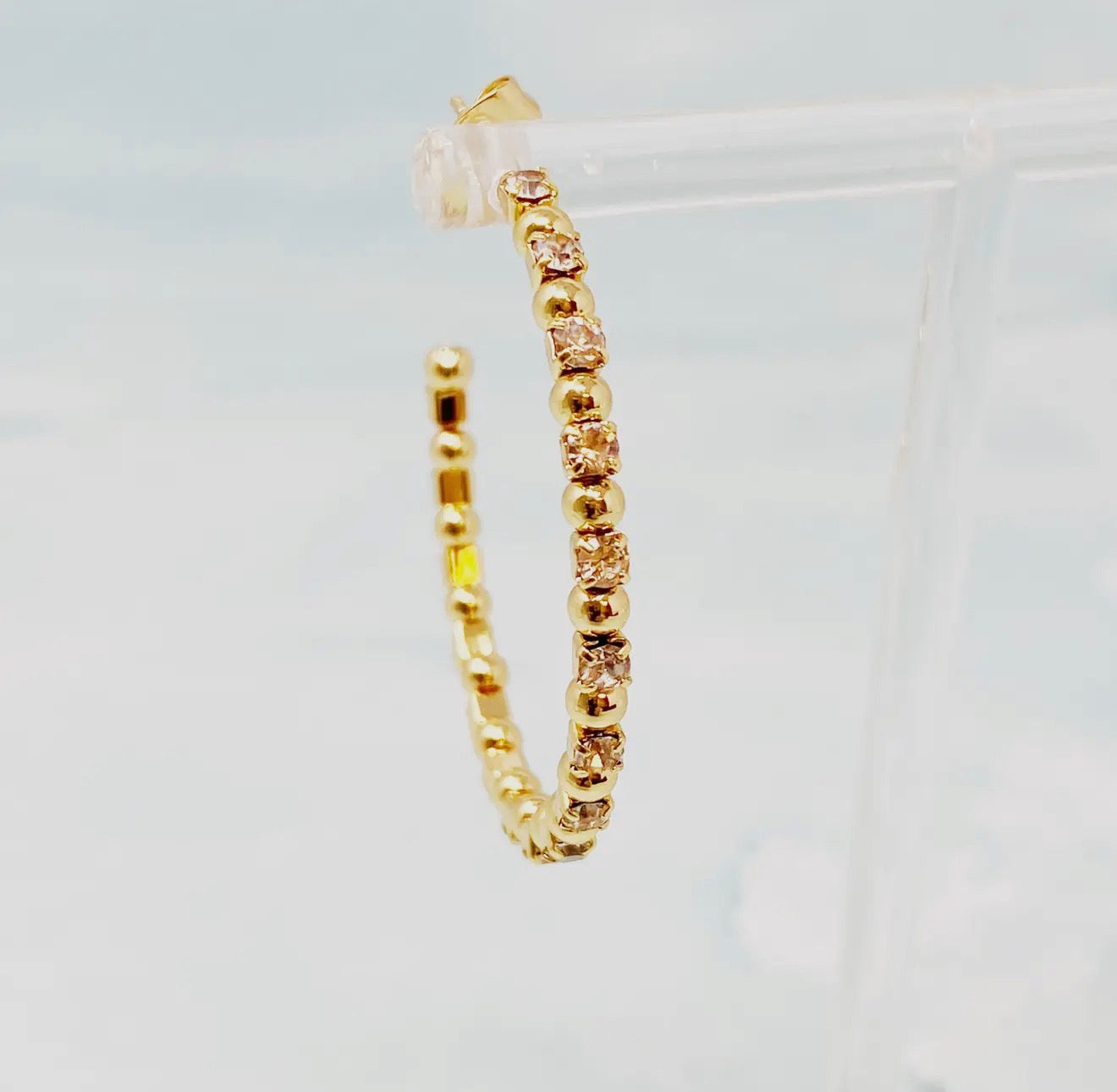 Ball and Jewel Hoop Earrings