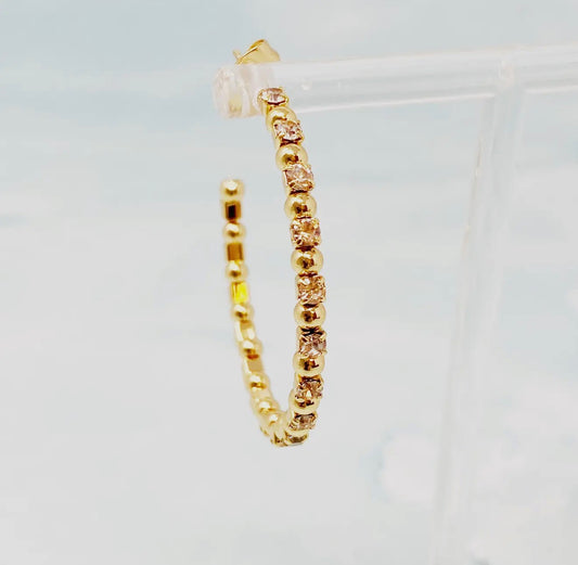 Ball and Jewel Hoop Earrings