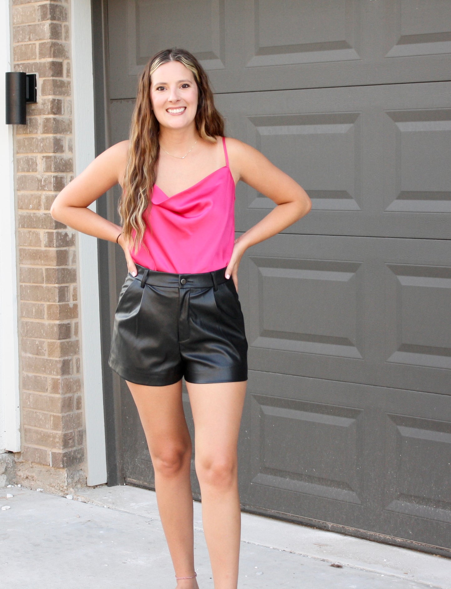 Cowl Neck Woven Bodysuit