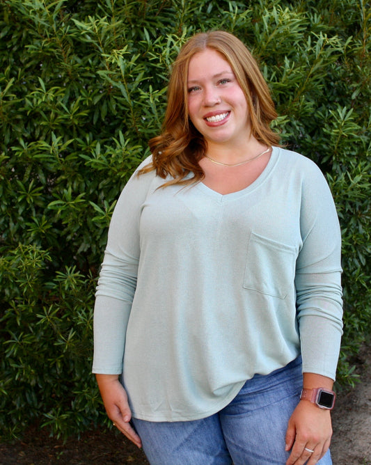 Long Sleeve V Neck with Pocket