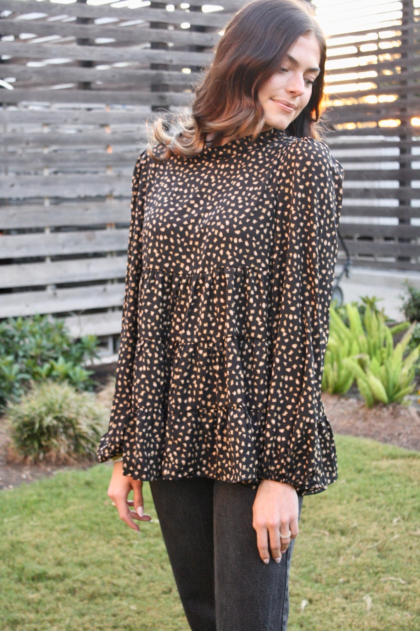 Animal Print Babydoll Blouse