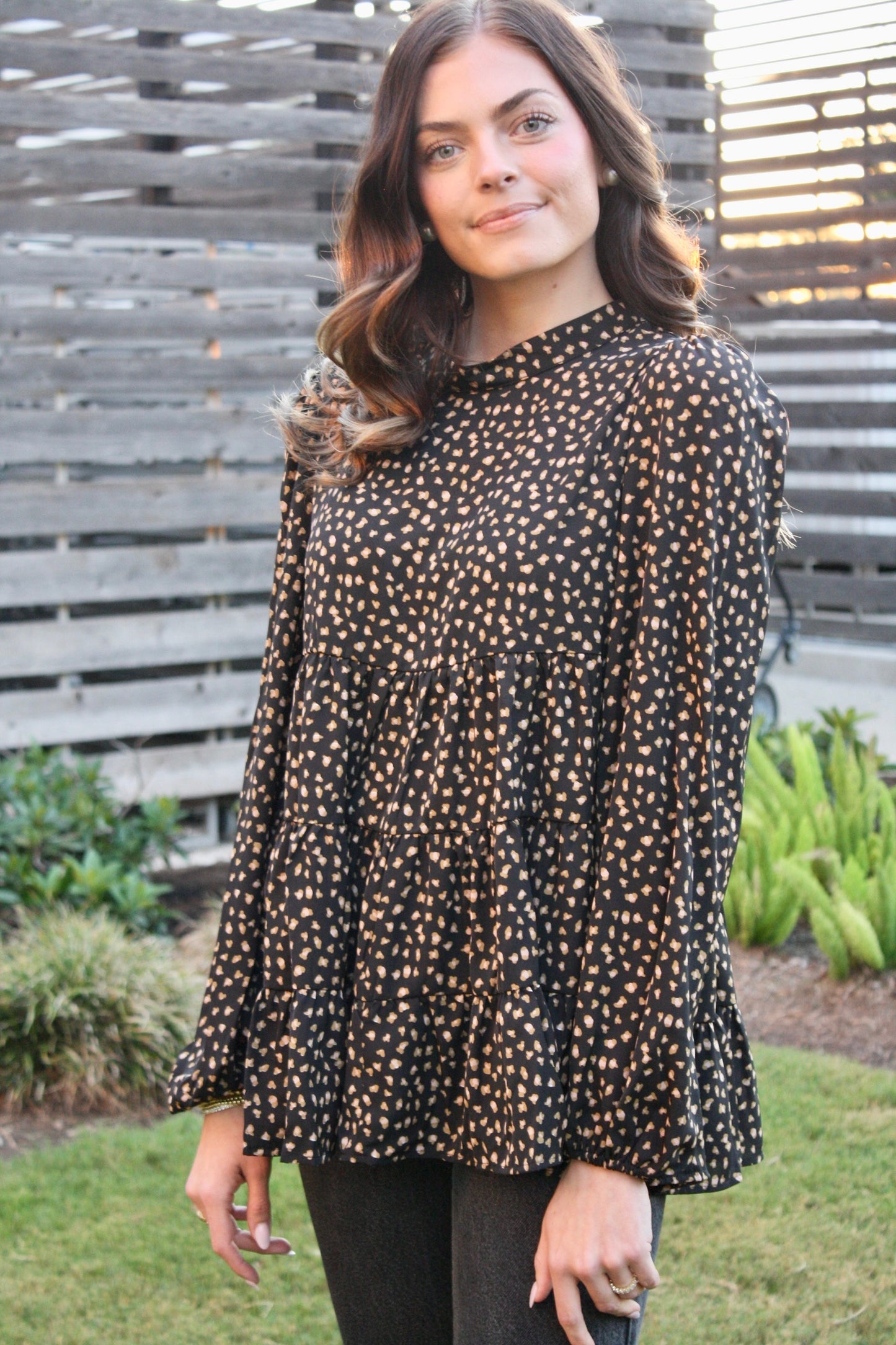Animal Print Babydoll Blouse