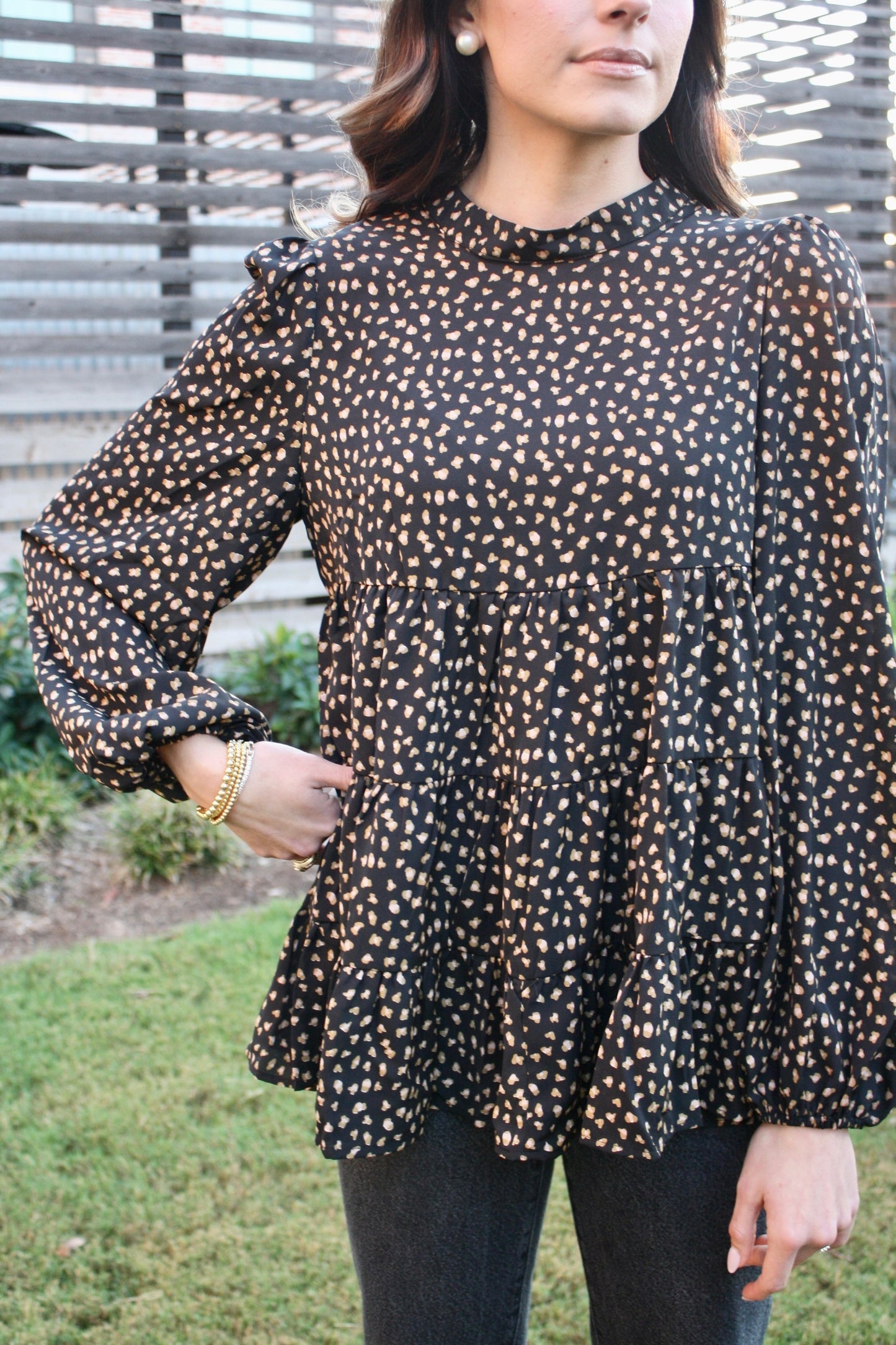 Animal Print Babydoll Blouse