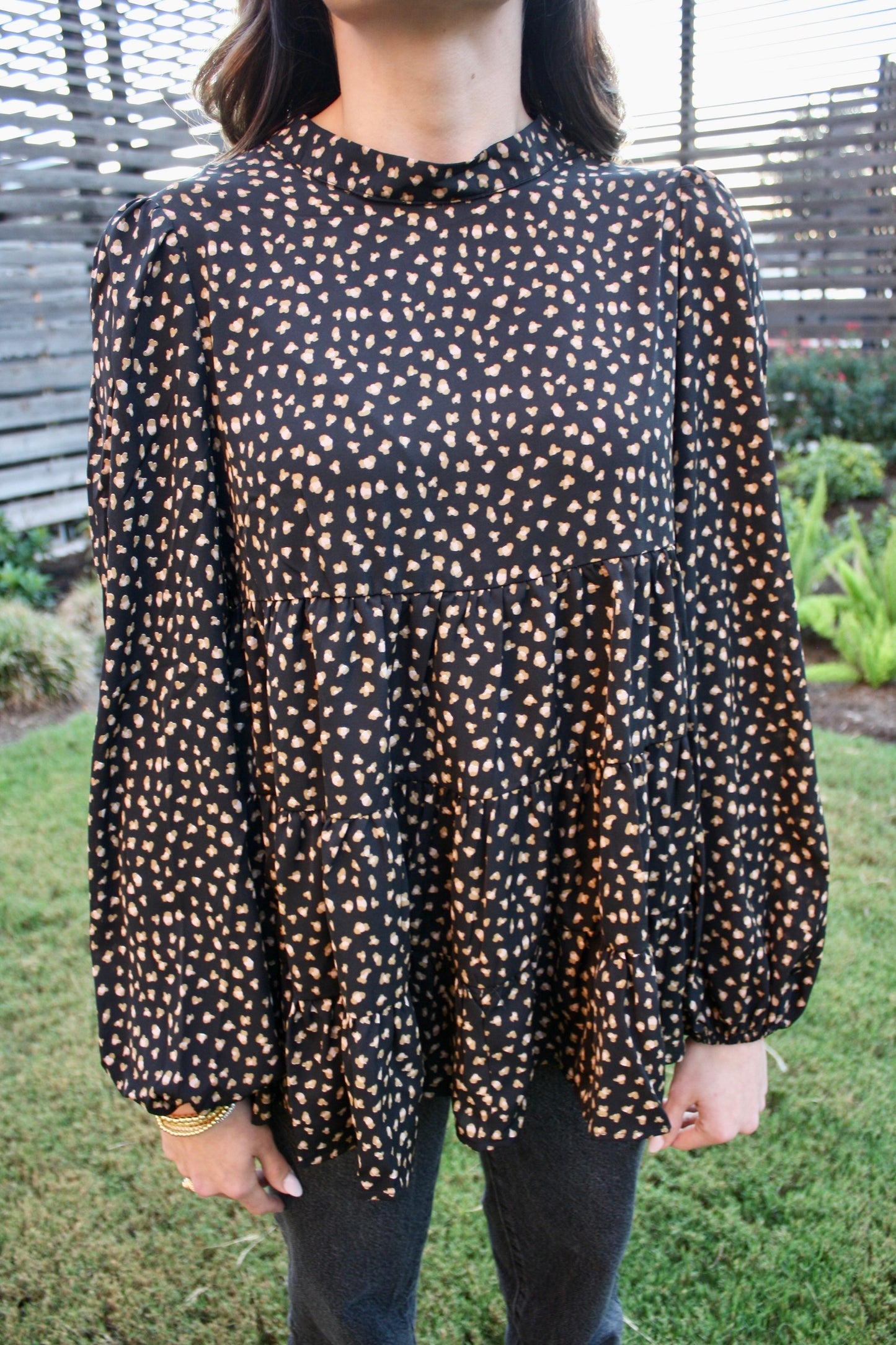 Animal Print Babydoll Blouse