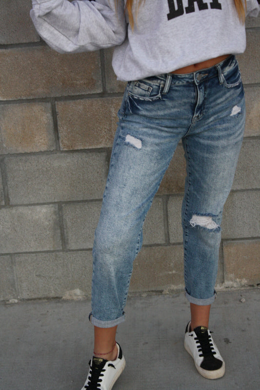 Mid-Rise Boyfriend Jeans