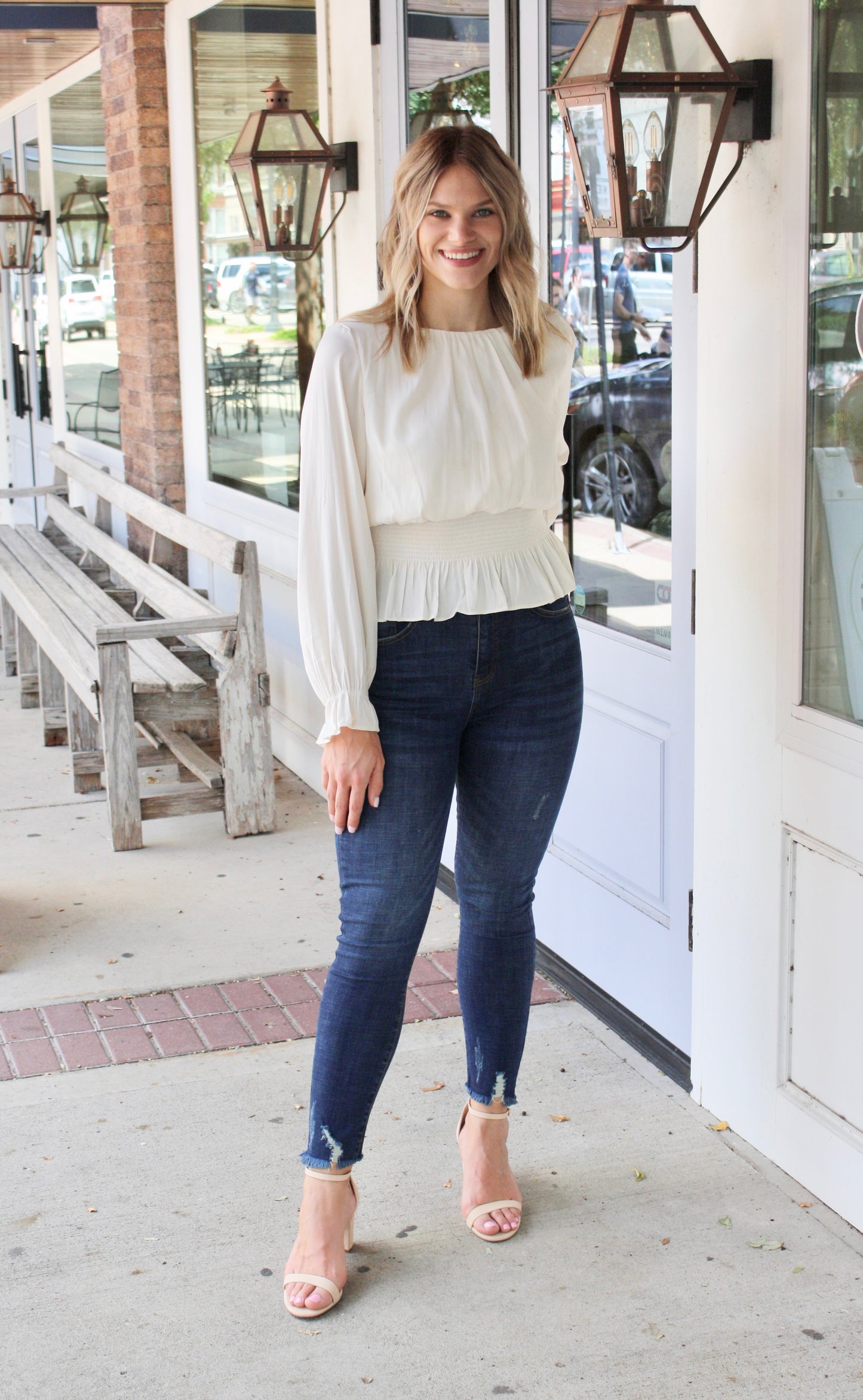 Long Sleeve Smocked Top