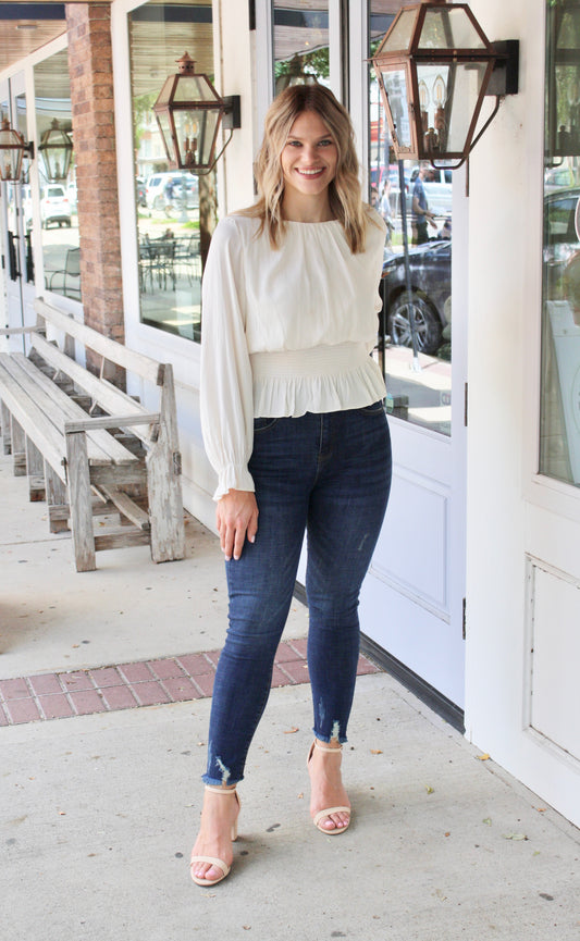 Long Sleeve Smocked Top