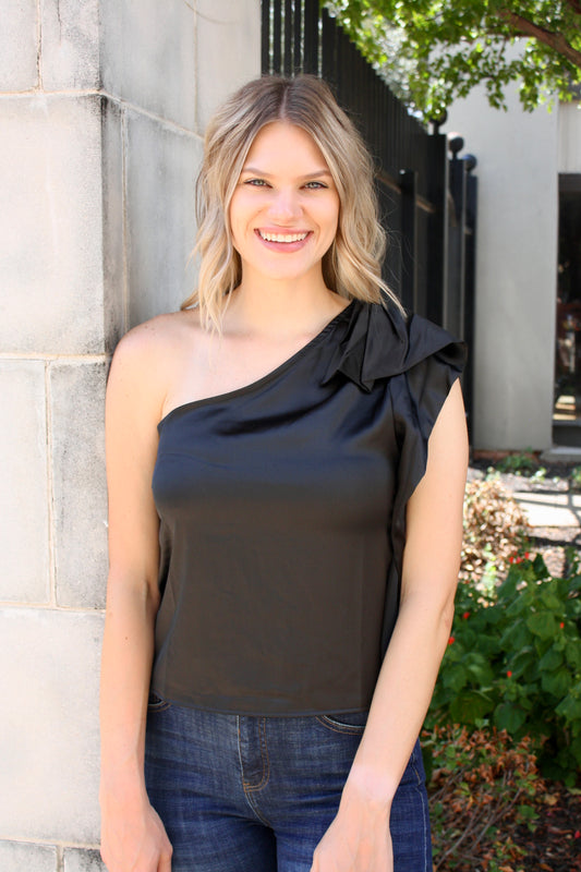 One Shoulder Satin Top