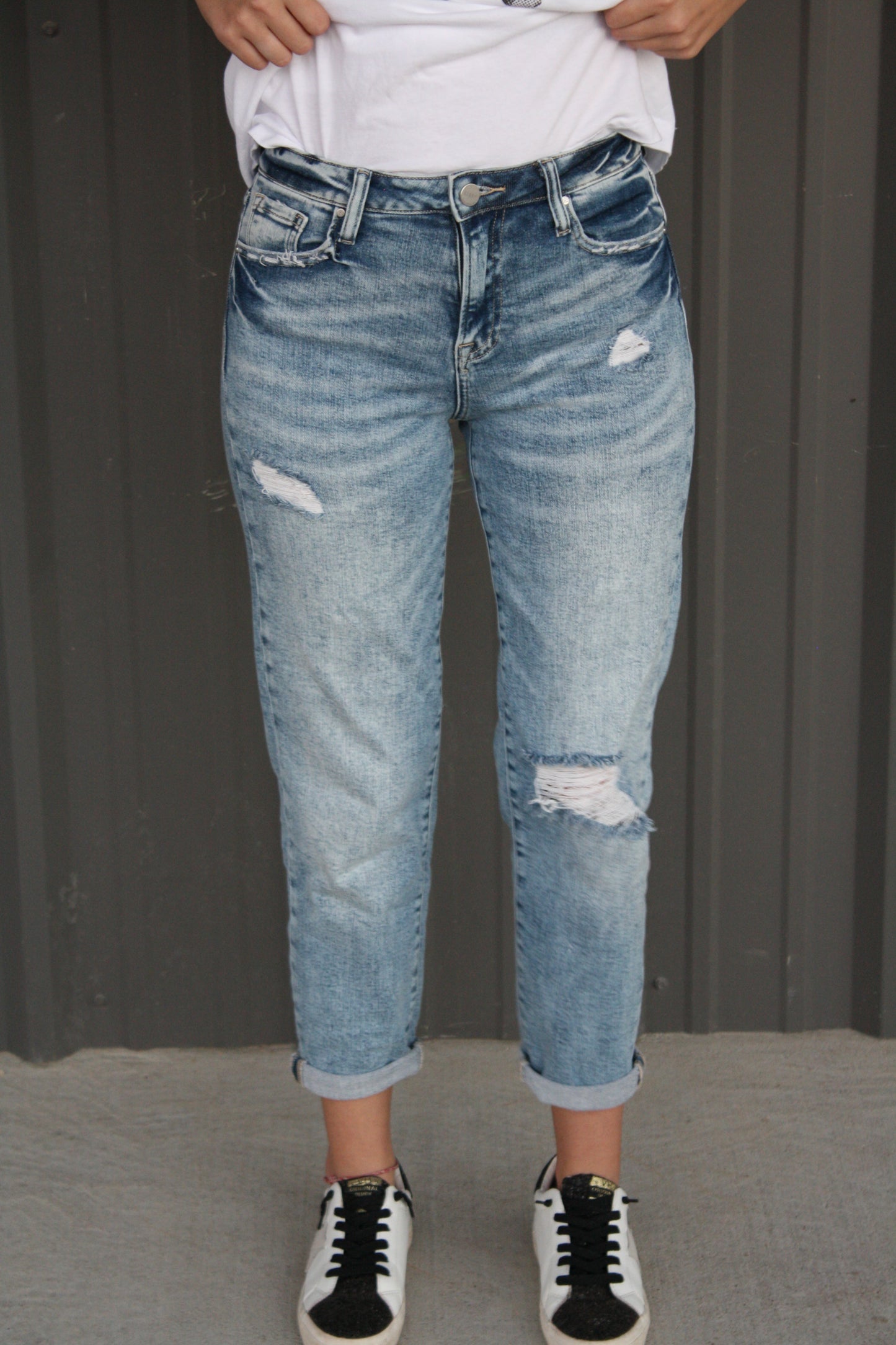 Mid-Rise Boyfriend Jeans