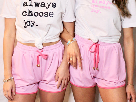 Pink Comfy Drawstring Shorts