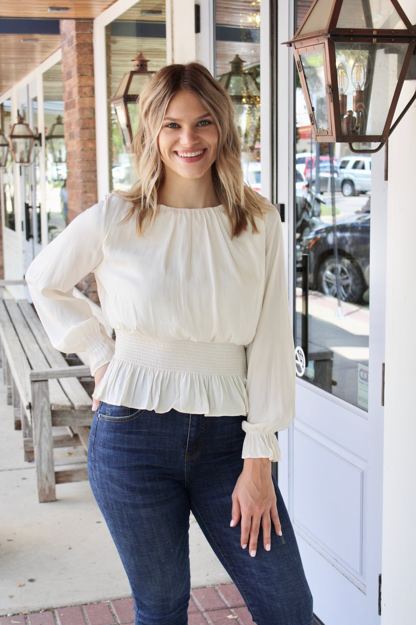 Long Sleeve Smocked Top